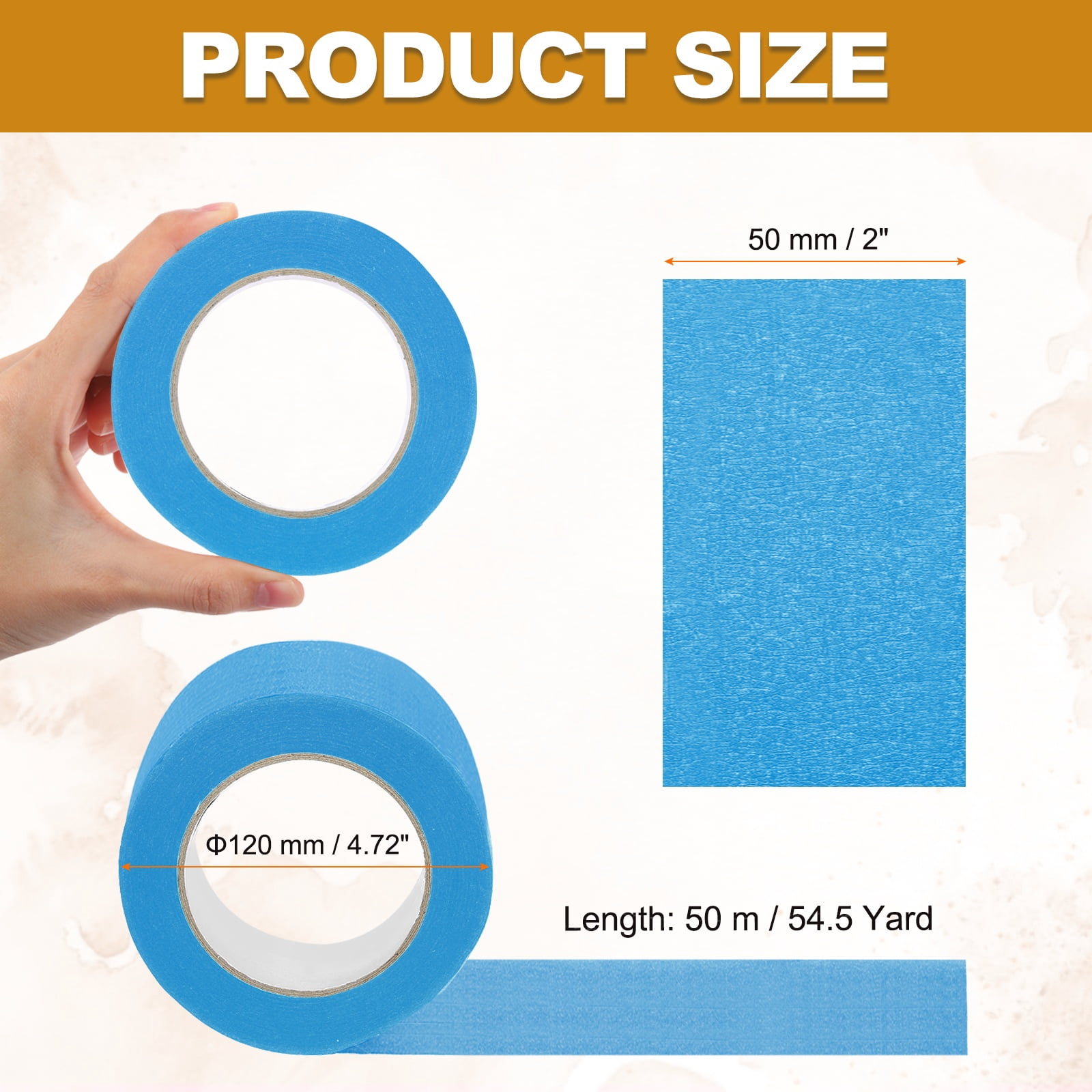 2" x 54.5 Yard Colorful Masking Tape Crepe Paper Masking Tape, Blue
