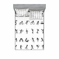 thumbnail image 1 of Olympics Bedding Set with Sheet & Covers, Summer Sport Pattern of Boating Boxing Swimming Weightlifting Shooting, Printed Bedroom Decor 2 Shams, 4 Sizes, Black White, by Ambesonne, 1 of 3