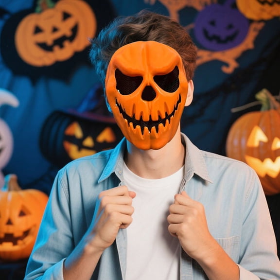 Halloween Pumpkin Face Mask Full Head Mask for Party Props and Festival Decoration