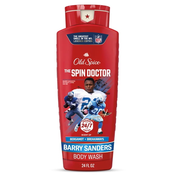 Old Spice Body Wash for Men, NFL Collection, Barry Sanders, Scent of Bergamot Breakaways, 24 fl oz