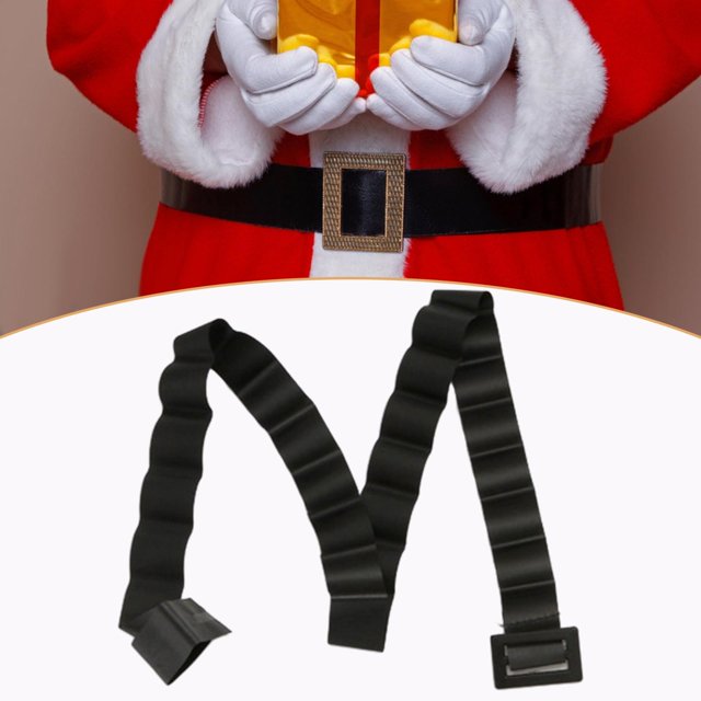 Cinturón de Papá Noel, Cinturón de Papá Noel, Cinturón de Navidad portátil, Cinturón de disfraz para accesorios, Disfraces, Navidad, Actuación escénic Hebilla negra