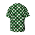 thumbnail image 5 of KLL Green Argyle Plaid Print Men's Shirt Short Sleeve Button Down Summer Cuba Beach Shirts- Small, 5 of 5