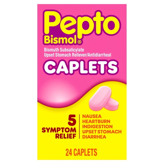 Pepto Bismol Caplets, Upset Stomach Relief, Stomach Relief, Anti-Diarrheal, 24 Count