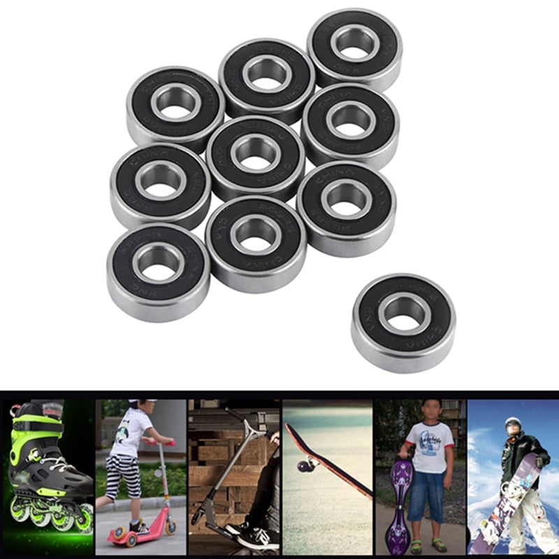 * NEW * - Silver/Red -.. 8x22x7mm.. ** 8x ABEC 11 Bearings 608-RS ABEC 11 Poly.. 