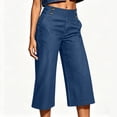 thumbnail image 6 of Oksale Denim Wide Leg Capris for Women Stretch High Waisted Jean Capri Pants with Pockets Loose Cozy Summer Vacation Outfits 2026 Blue M, 6 of 9