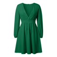 thumbnail image 4 of Mini Dress Deep V Sexy Dress Long Sleeve Dress For Women A Line High Waisted Casual Flowy Dress Ruffle Maxi Dress Flowing Dresses for Women Cute Summer Outfits for Women Wrap Dress for Women Summer, 4 of 4