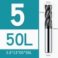 thumbnail image 2 of Gamvdout 2PCS Tungsten Steel Extended Roughing Milling Cutter 4-Flute Black Nano Coating CNC Machinery Roughing End Mill Tools, 2 of 7