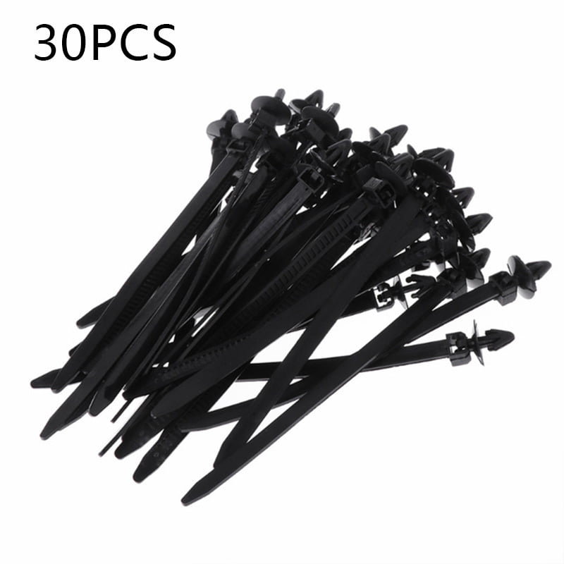 Black Nylon Cable Strap Push Mount Wire Ties Retainer Clip Clamp Parts Set Kit