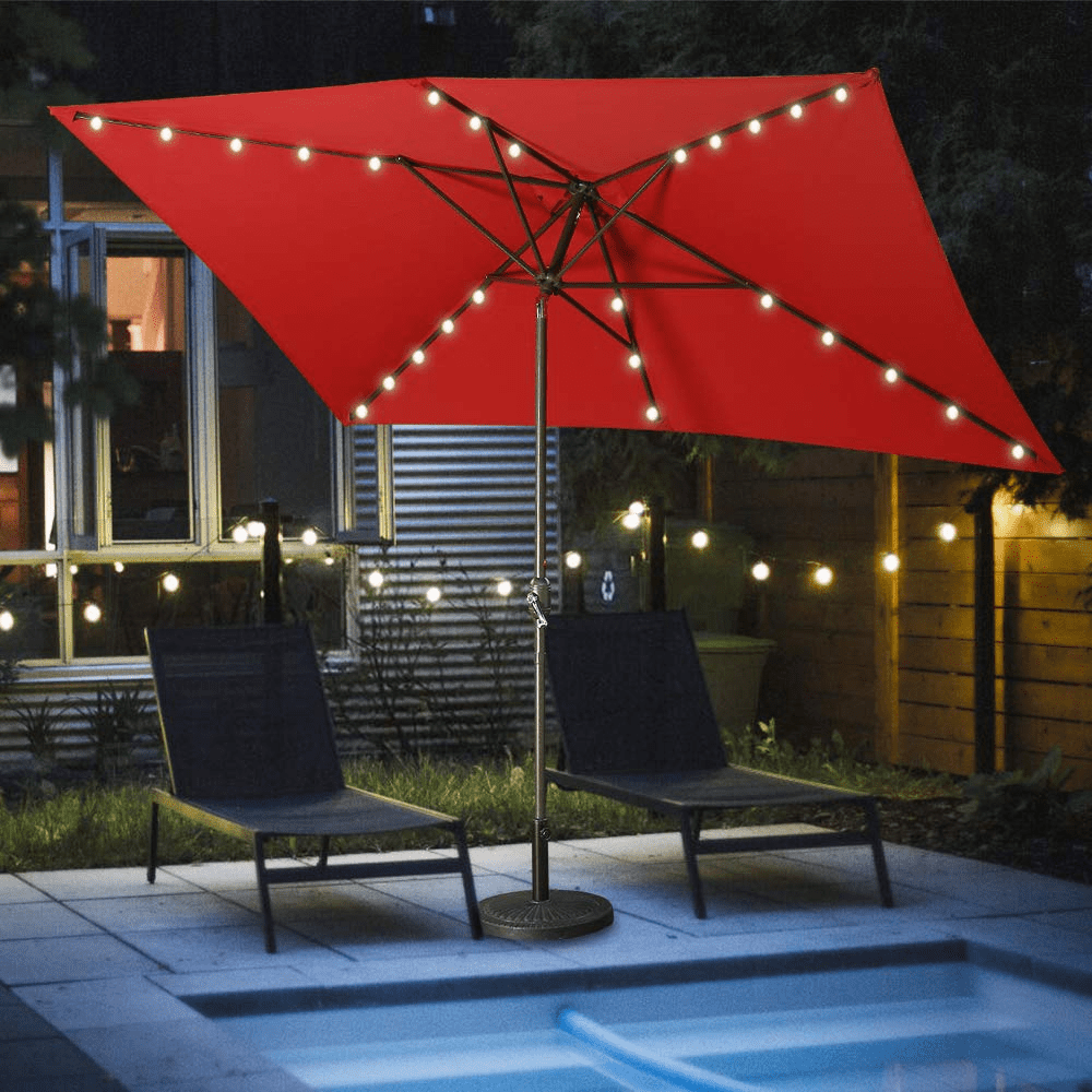 Cozyhom 10 x 6.5ft Outdoor Patio Umbrella Rectangle With Solar LED