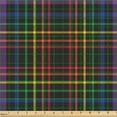 thumbnail image 2 of Ambesonne Fashion Fabric by the Yard Upholstery, Minimalist Rainbow Plaid, 1 Yard, Yellow Dark Pink and Orange, 2 of 5