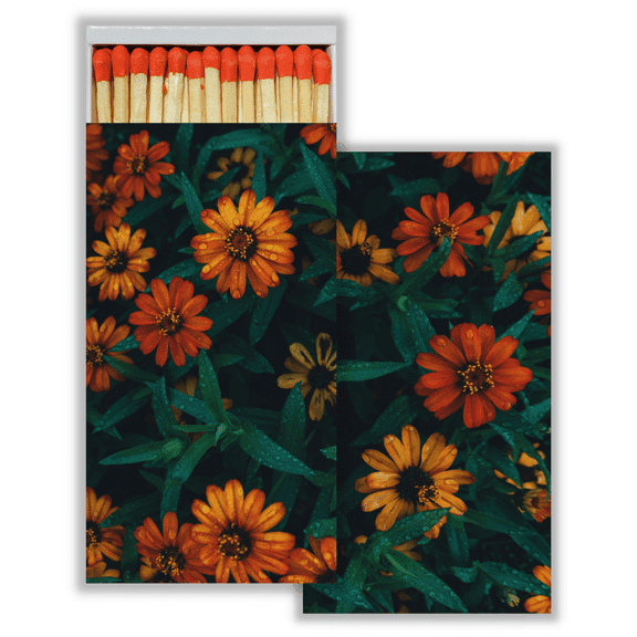 Zinnias Decorative Matchboxes with Wooden Matches | One Box