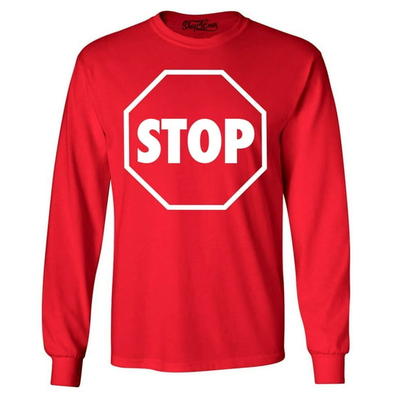 Shop4Ever Men's Stop Sign Traffic Stop Costume Long Sleeve Shirt Small Red