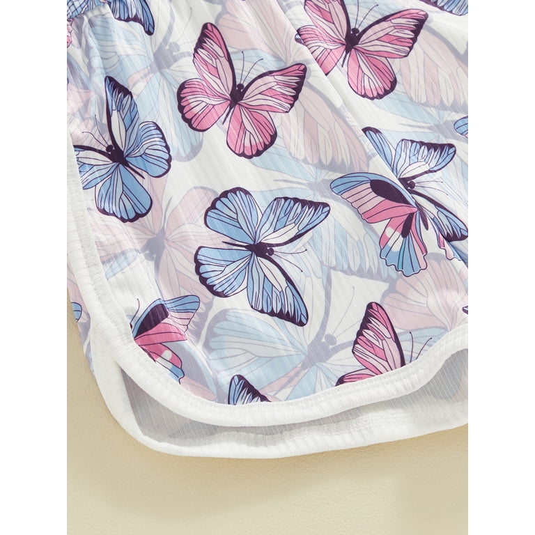 Mevireiy Toddler Girl Sleeveless Halter Jumpsuit Butterfly Print 