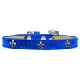 thumbnail image 1 of Silver Fleur De Lis Widget Dog Collar Blue Ice Cream Size 16, 1 of 2