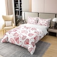 thumbnail image 3 of Erosebridal Housse de Couette en Coton 100 % Motif Feuille et Plante Format Simple, Ensembles de Literie Rouges Format Simple, Déco de Chambre Botanique Dessin Animé, 2 Pcs (Sans Couette), 3 of 8