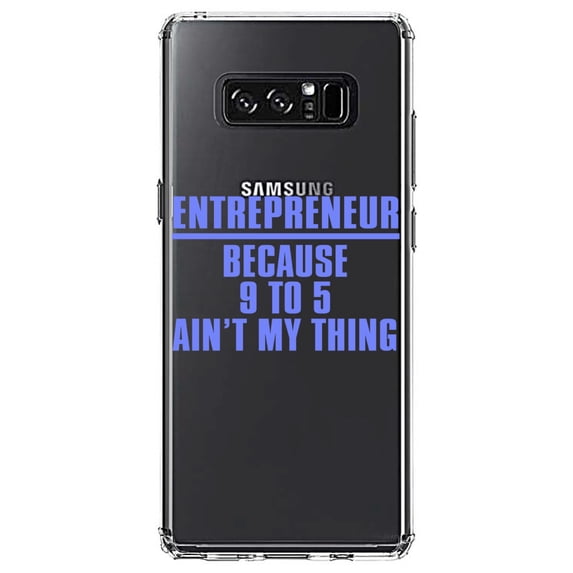 DistinctInk Clear Shockproof Hybrid Case for Samsung Galaxy Note 8 - TPU Bumper Acrylic Back Tempered Glass Screen Protector - Entrepreneur Because 9 to 5 Ain't My Thing