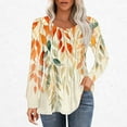 thumbnail image 2 of BangWanChi Women Clothes under $5 Women's Casual Fashion Loose Pleated Round Neck Fashion Print Long Sleeved Top Print Long Sleeved Round Neck Top/shirt, 2 of 5