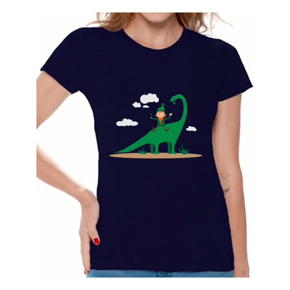 Awkward Styles Leprechaun and Dinosaur Tshirt St. Patrick's Day Shirt for Women Irish Gifts for Her Saint Patrick T Shirt St. Patrick Shirt Irish Women's T Shirt Dinosaur Shirt Lucky Irish Shirt