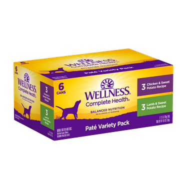 Wellness Wet Canned Dog Food, Pate Variety Pack, 12.5 Ounce Can (Pack of 6)