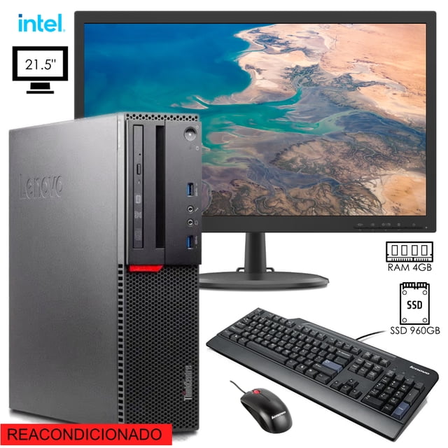 PC CPU Thinkcentre M900 Lenovo Core i5 6ta gen RAM 4GB SSD 960GB monitor 21.5" (reacondicionado)