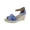 Denim Floral, variant on Womens Seleene Faux Leather Open Toe Wedge Sandals