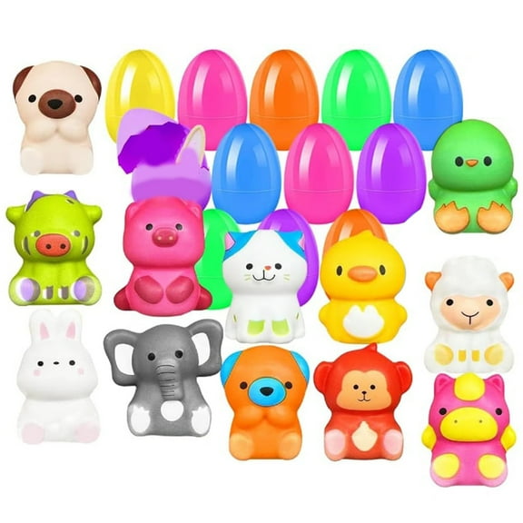 12 Pack Filled Easter Eggs for Kids Prefilled Egg Fillers Squishy Toys Stuffed Easter Eggs Easters Gifts Basket Stuffers for Kids Girls Toddlers Boys Non Candy Easters Egg Party Favors Animals