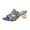 Blue, variant on Women Multi Rhinestone Decor Open Back Block Heel Slide Sandals Open Toe Dress Party Casual