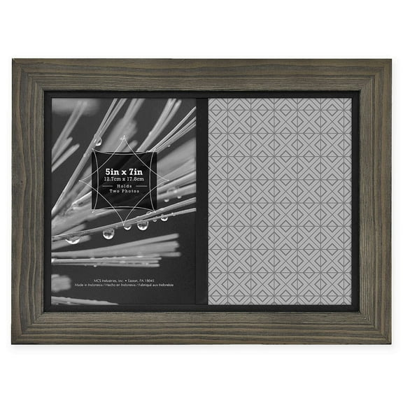 TIMBER Distressed Gray Black Wood for 2-5x7 7x10 Matted Frame - 5x7