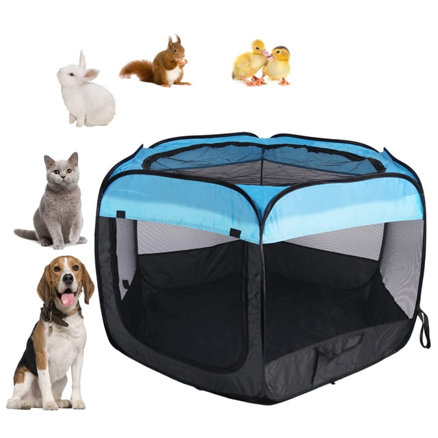 Corralito portátil para perros OceeK azul/negro 47x47x30 cm
