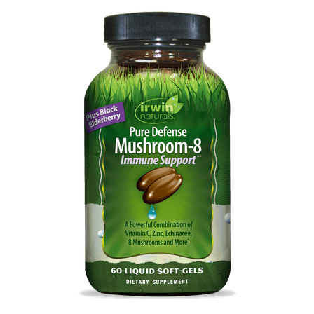 Irwin Naturals Pure Defense Mushroom-8 Immune Support – 60 Liquid Soft-Gels – Full-Spectrum Mushroom Formula