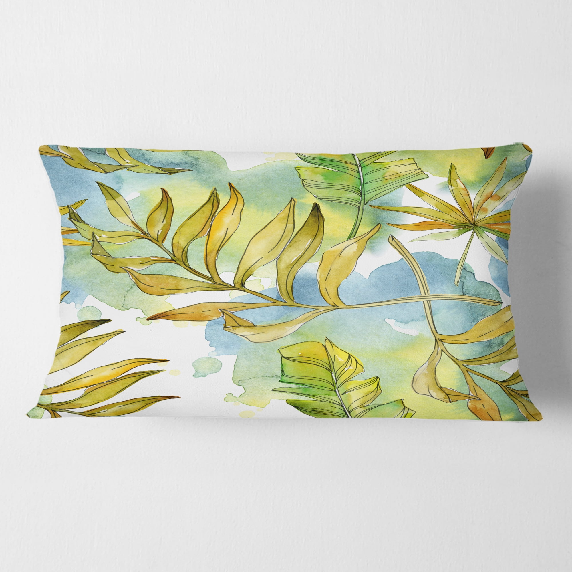Designart Retro Tropical Foliage ' Mid-Century Modern Throw Pillow - 12x20