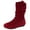 Red, variant on Women's Wide Calf Mid Calf Boots Suede Hidden Wedge Boots Slouchy Pull on Ankle Booties