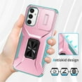 thumbnail image 4 of For Samsung Galaxy A14 5G Slim Fit Shockproof Hybrid with Slide Camera Cover & Rotated Ring Kickstand, [Military-Grade] Phone Case For Samsung Galaxy A14 5G 6.6",Pink Green,For Galaxy A14 5G, 4 of 5