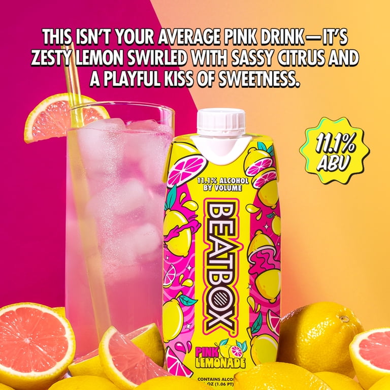 ちゃや①②郵 丸121416(bh)コズ→ネオンピンクレモン他 BeatBox Pink Lemonade Wine Cocktail, 11.1% ABV, 500 mL Tetra Pak
