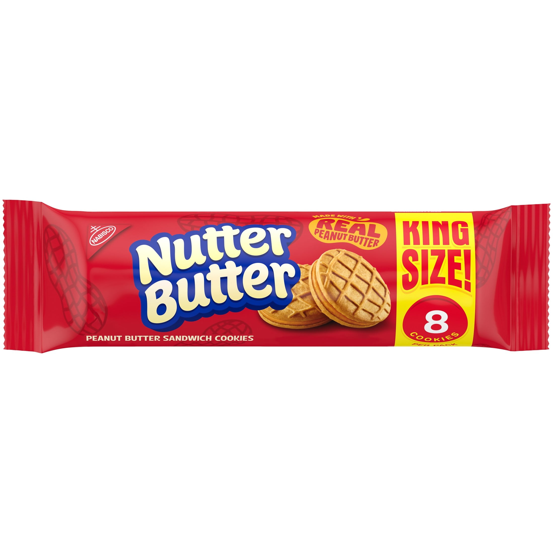 (2 pack) NUTTER BUTTER Peanut Butter Sandwich Cookies, King Size, 3.5 oz