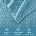 thumbnail image 3 of WelHome 100% HYGROCOTTON® 4-Piece Textured Soft Bath Towels Set, Delphinium Blue, 550 GSM, 30" x 56", Large, Absorbent & Plush Bathroom Towels, 3 of 10