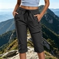 thumbnail image 2 of Guluxicc Womens Hiking Cargo Capri Pants Elastic Waist Lightweight Trousers with Zipper Pockets Womens Summer Outdoor Workout, 2 of 8