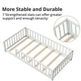 thumbnail image 6 of Twin Size Floor Bed for Toddlers and Kids, Solid Wood Montessori Floor Bed with Safety Fence Rail without Door, Durable Montessori Bed Frame with Sturdy Slats Support for Boys and Girls, Gray, 6 of 7