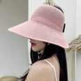 thumbnail image 4 of Women Foldable Wide Brim Straw Hats Roll Up Sun Visors Bow Summer Beach Hat, 4 of 8