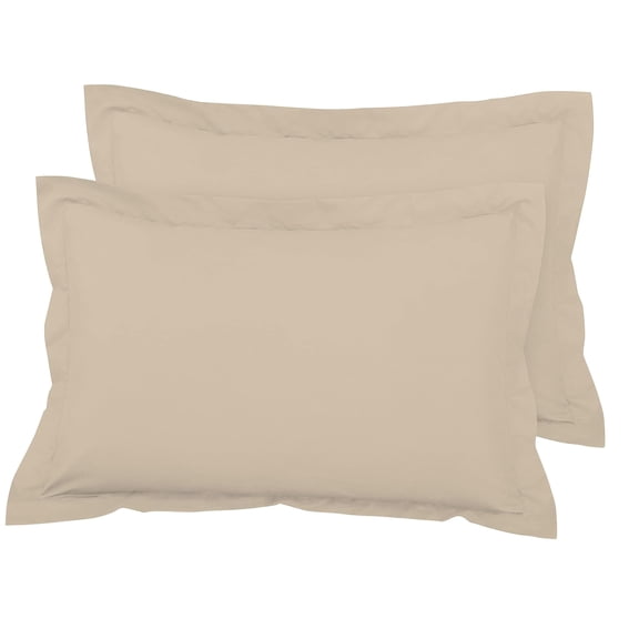Royale Linens Pillow Shams 2 Pack King Size 20x36 Inch - Brushed 1800 Microfiber - Bed Pillow Shams, Wrinkle Resistant Super Soft and Cozy - Back Overlap Closure - Oxford Pillowcase (King, Sand)