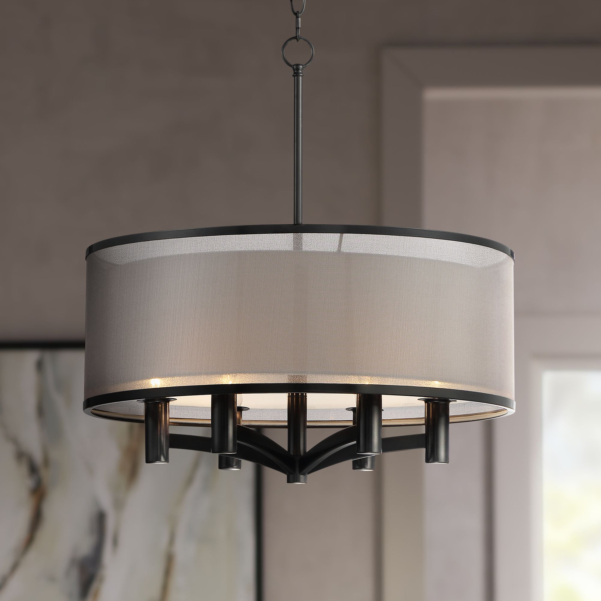 Possini Euro Design Black Drum Pendant 