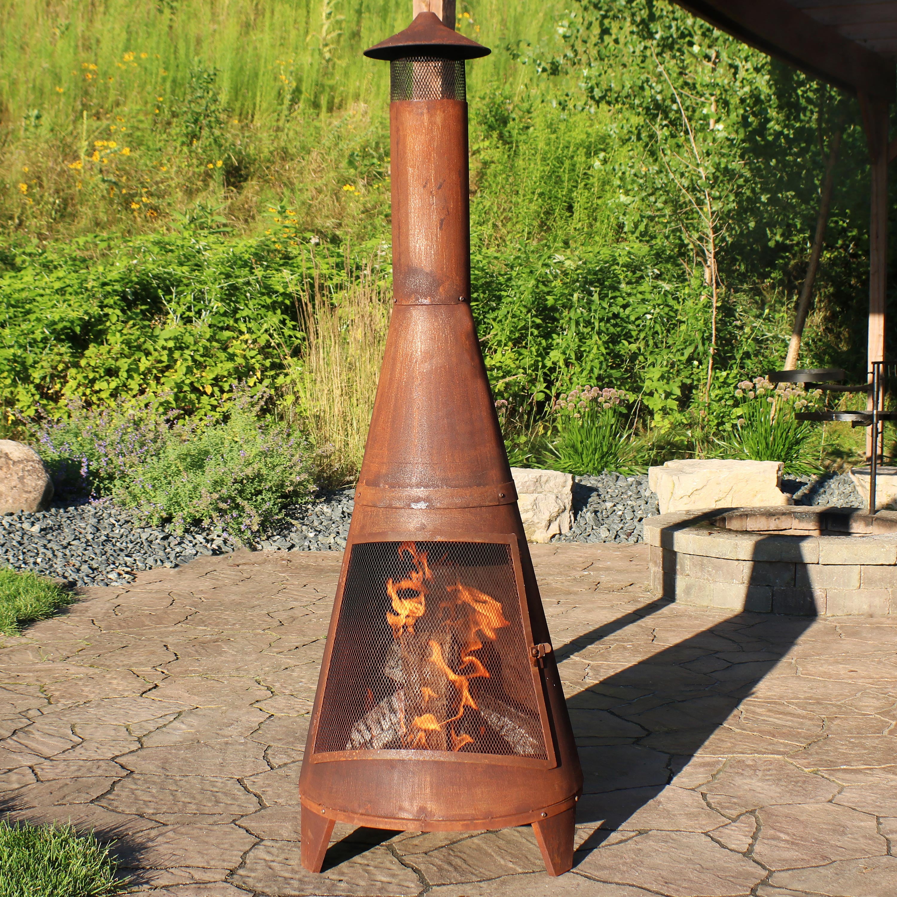 Sunnydaze Rustic Chiminea Outdoor, Outdoor Free Standing Fire Pits