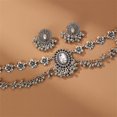 thumbnail image 5 of Vintage Cubic Zirconia Earrings Bohemian Flower Layered Pendant Necklace Jewellery Set for Women Tassel Beaded Boho Wedding Cocktail Party Birthday Christmas Anniversary Unique Jewelry Gifts, 5 of 6