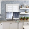 thumbnail image 6 of Half Window Curtains 24 Inches Long, Navy Blue Check Window Treatment Curtain Drapes, Farmhouse Buffalo Plaid Blue Short Curtains Tiers for Kitchen Over Sink, 27.5"x24", 2 Panels, 6 of 7