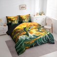 thumbnail image 2 of Manfei Western Bass Fish Full Size Bedding Sets, Rustic Fishing Full Size Bed in a Bag, Golden Teal, Black Reversible, 7pcs, 2 of 6
