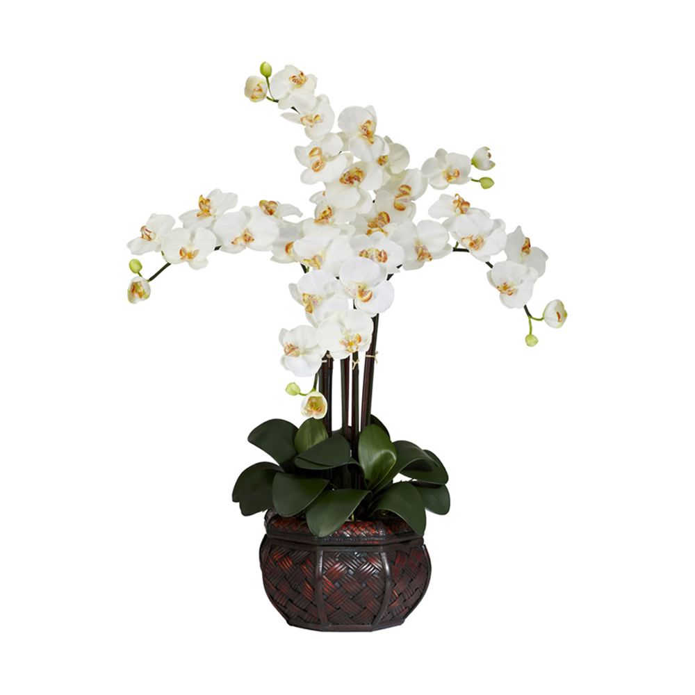 Nearly Natural Phalaenopsis with Decorative Vase Silk Flower Arrangement, White - image 2 of 8
