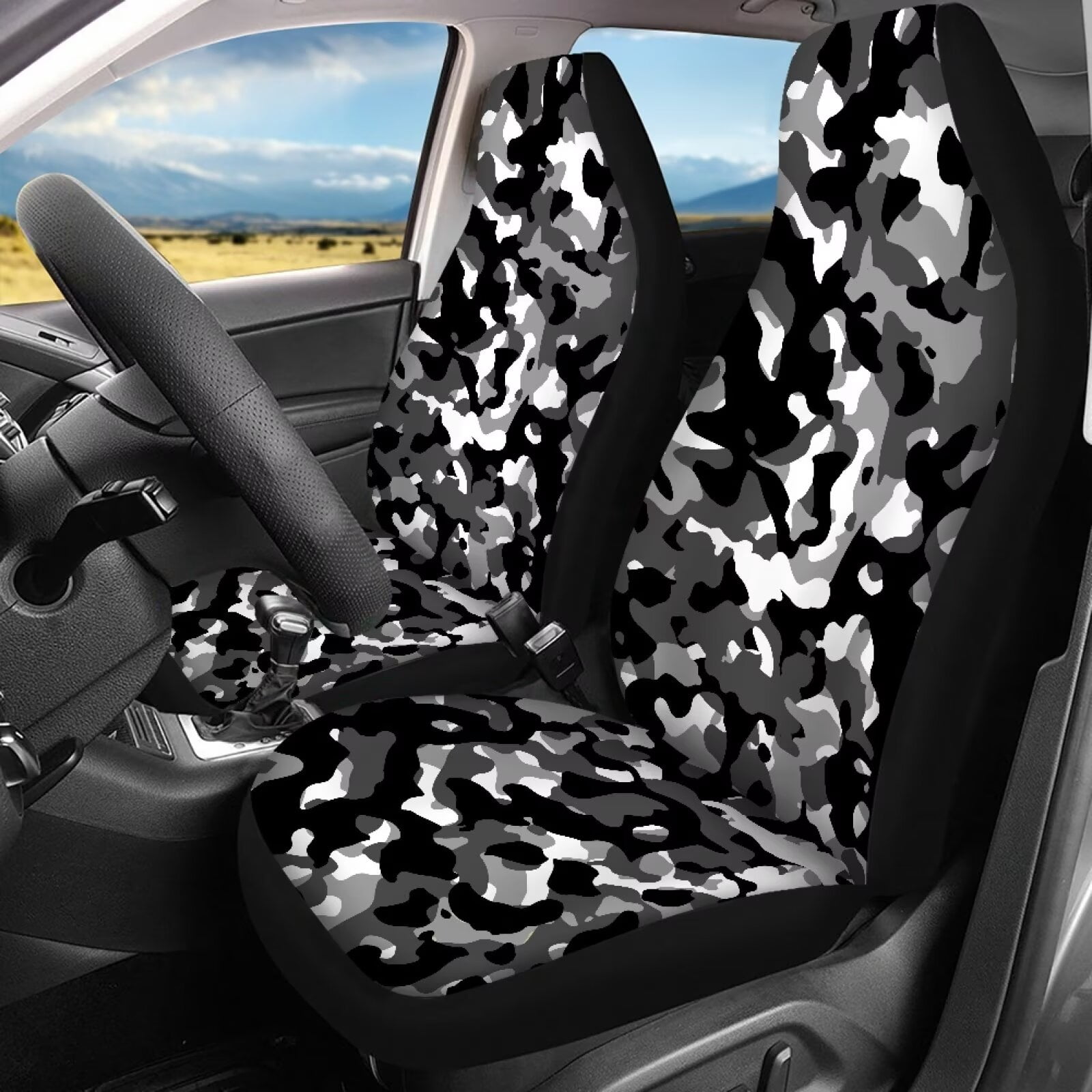 Pzuqiu Cheetah Print Car Seat Cover Full Set Easy to Install Car Seat Protector Accessories Universal Full Wrapping Edge Seat Covers Universal Fit for Most Cars Sedan Van Truck