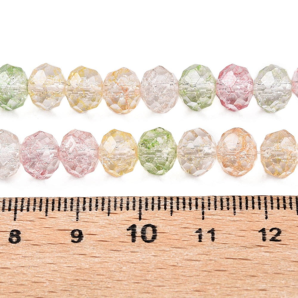 20Strand Transparent Glass Beads Strands Faceted(32 Facets) Rondelle Colorful 6x5mm Hole: 1mm 84pcs/strand 16.34~17.12''(41.5~42.8cm)