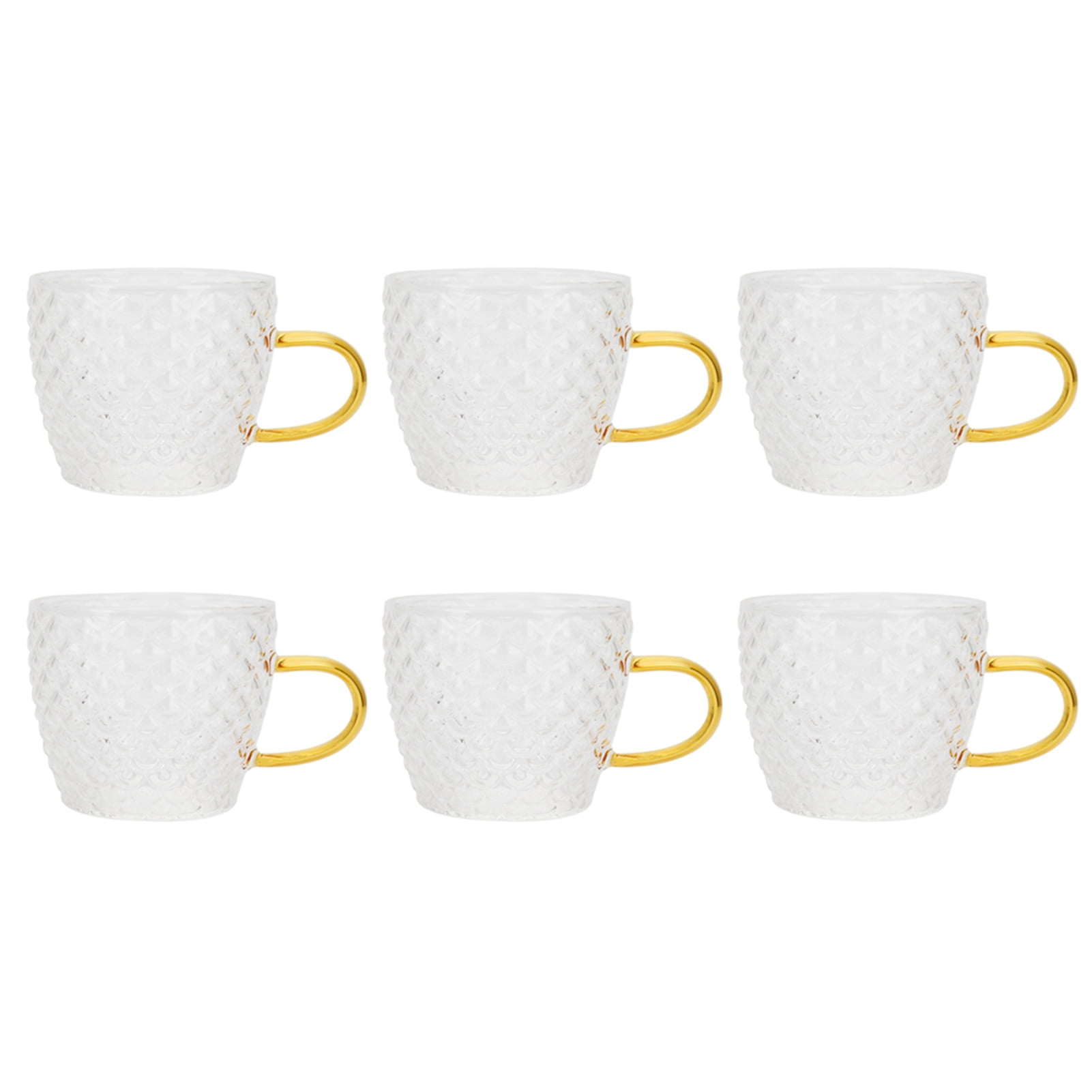 DOACT 6Pcs Home Heat Resistant Glass Cup Tea Cup With Handle Tea Set Accessories