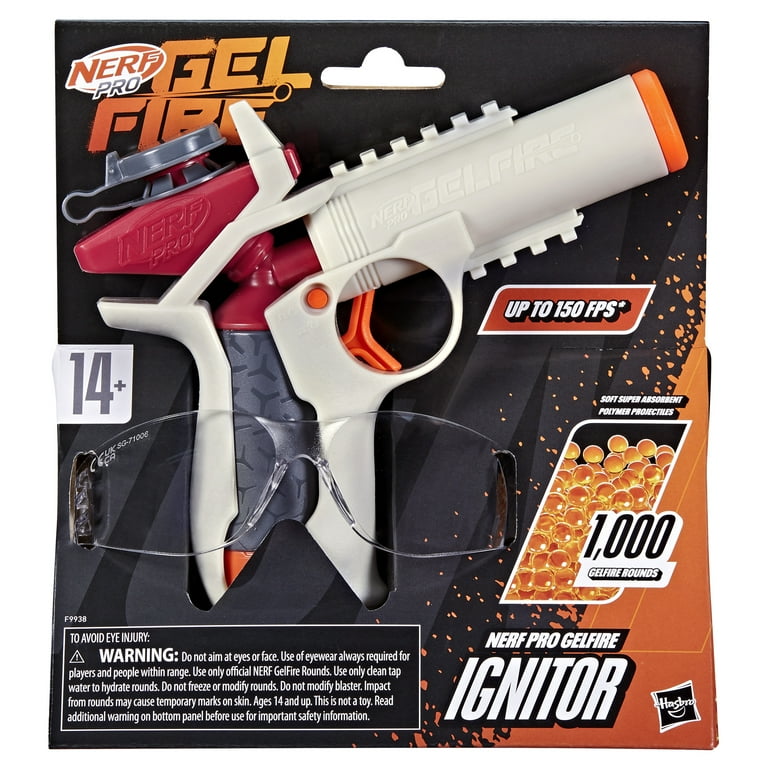 Nerf Pro Gelfire Ignitor Blaster, 1,000 Gelfire Rounds, 60 Round